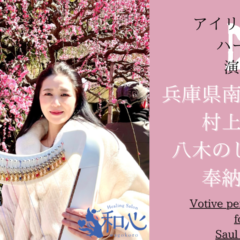 淡路・村上邸の八木のしだれ梅にてハープ奉納演奏♪